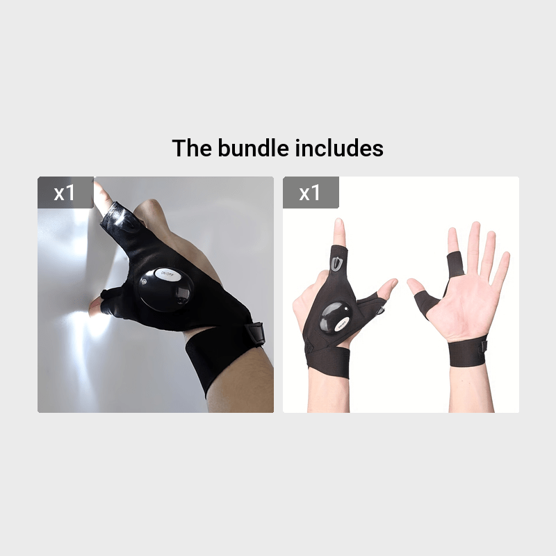 Unisex LED Flashlight Gloves 1/2 Pair, Hands-Free Work Lighting Gifts