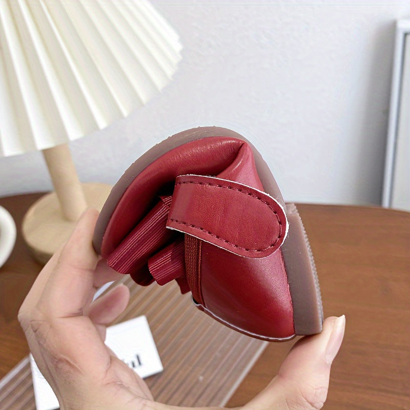 Qizlar uchun kamonli zamonaviy Mary Jane tekis poyabzal - sirpanmaydigan, partiyalar, to'ylar va har kuni kiyish uchun mukammal.