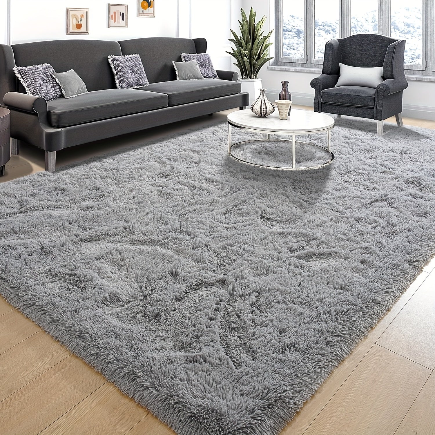 Cozy Shag Polyester Area Rug for Living Room and Bedroom in Multiple Colors