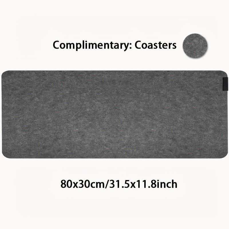 Large Washable Felt Gaming Mouse Pad Non-Slip Rubber Base for Keyboard Laptop Office