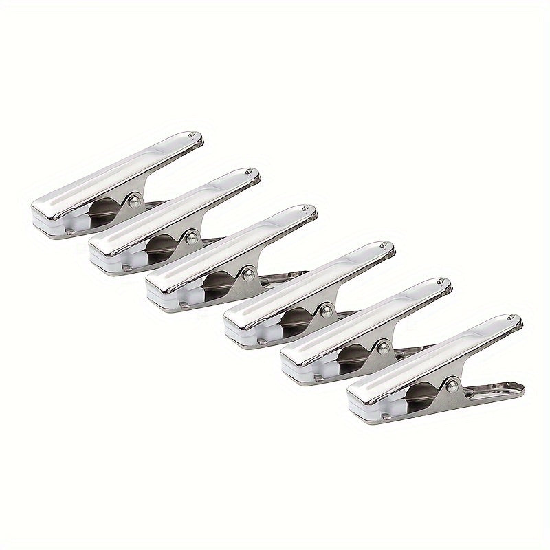 Juego de 6, 12 o 20 pinzas de ropa de acero inoxidable con almohadillas de agarre blancas suaves, pinzas para ropa, toallas, calcetines y ropa interior