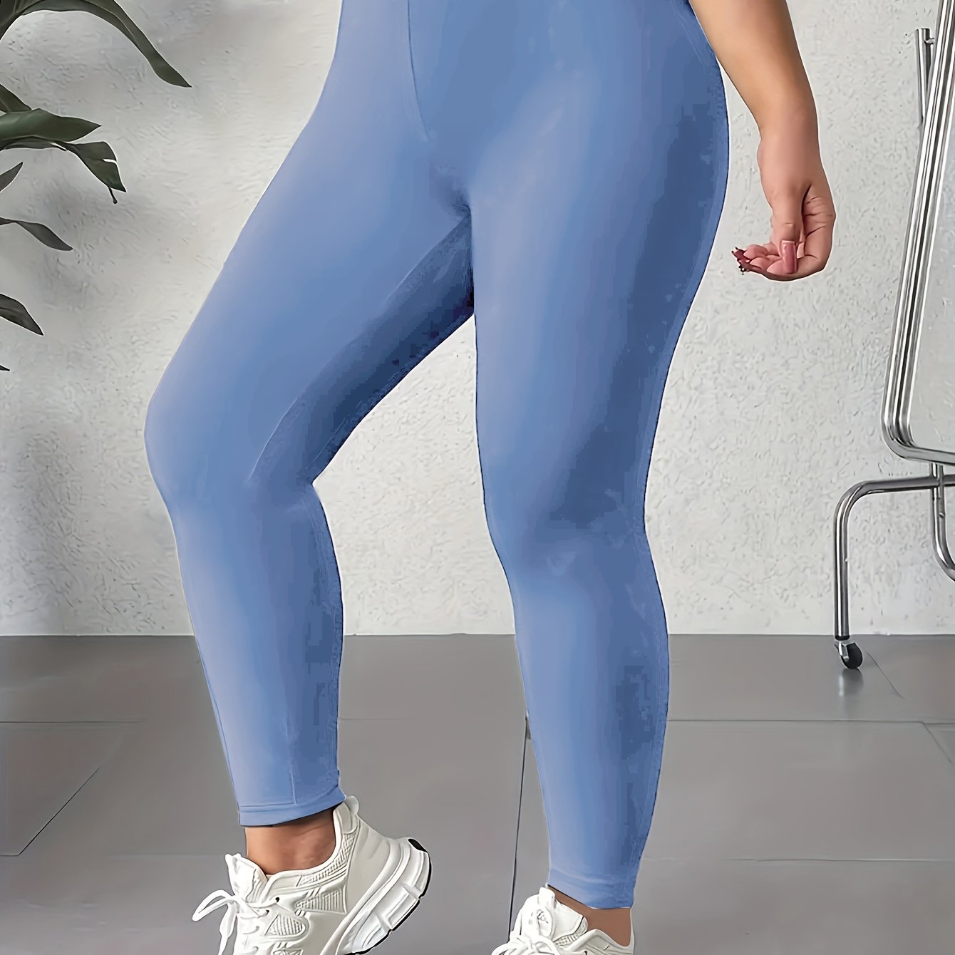 Women's Plus Size High-Waisted Yoga Leggings Tummy Control Pink