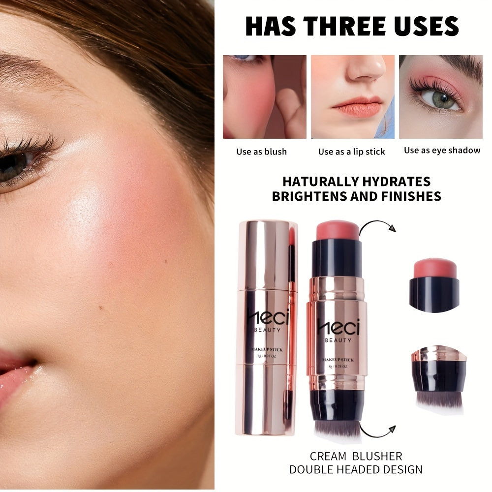 Women Waterproof Double-Ended Blush Stick with Lip Gloss Eyeshadow