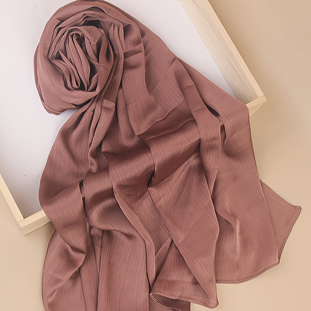 Pañuelo de cabeza clásico plisado de color sólido para uso casual, viaje y actividades al aire libre