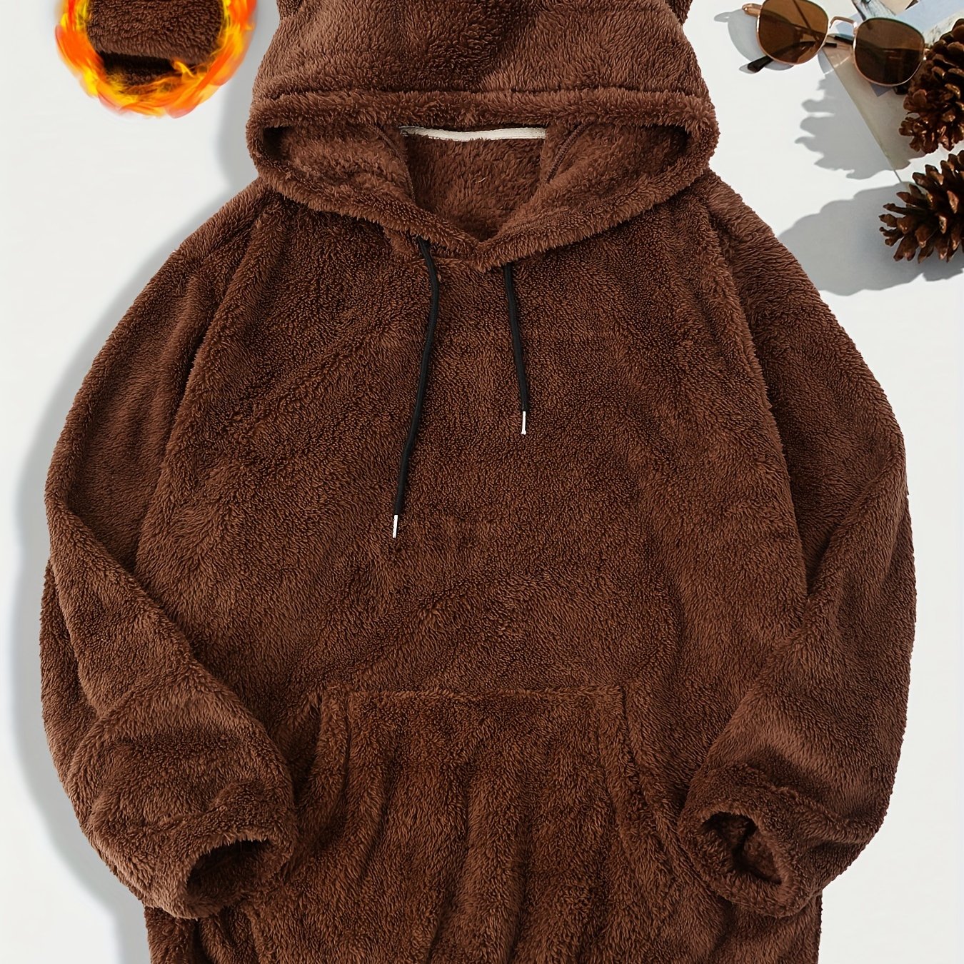 Men's Plus Size Solid Color Polyester Hoodie with Pocket Long Sleeve Casual Regular Fit