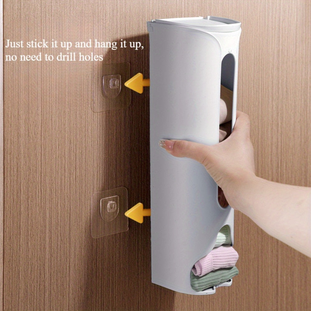 Plastic Garbage Bag Storage Box with Lid Wall-Mounted Organizer for Underwear Socks Kitchen Home