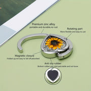 Chrysanthemum Pattern Foldable Purse Hook Metal Handbag Holder for Tables