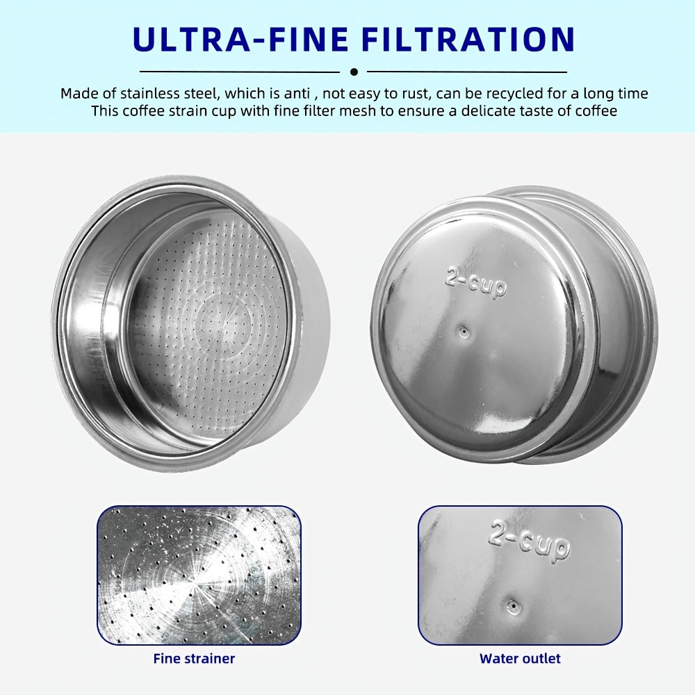 Double Layer Stainless Steel Espresso Filter Basket 51mm Pressurized Portafilter