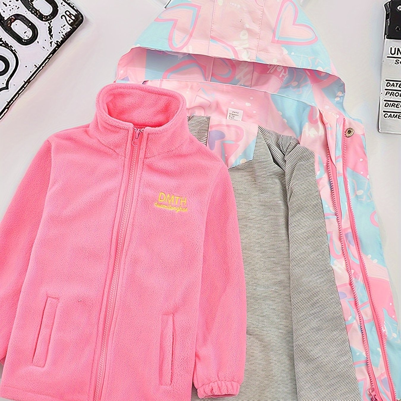 Polyester 3-in-1 Waterproof Hiking Coat with Removable Hood for Fall Winter Outdoor