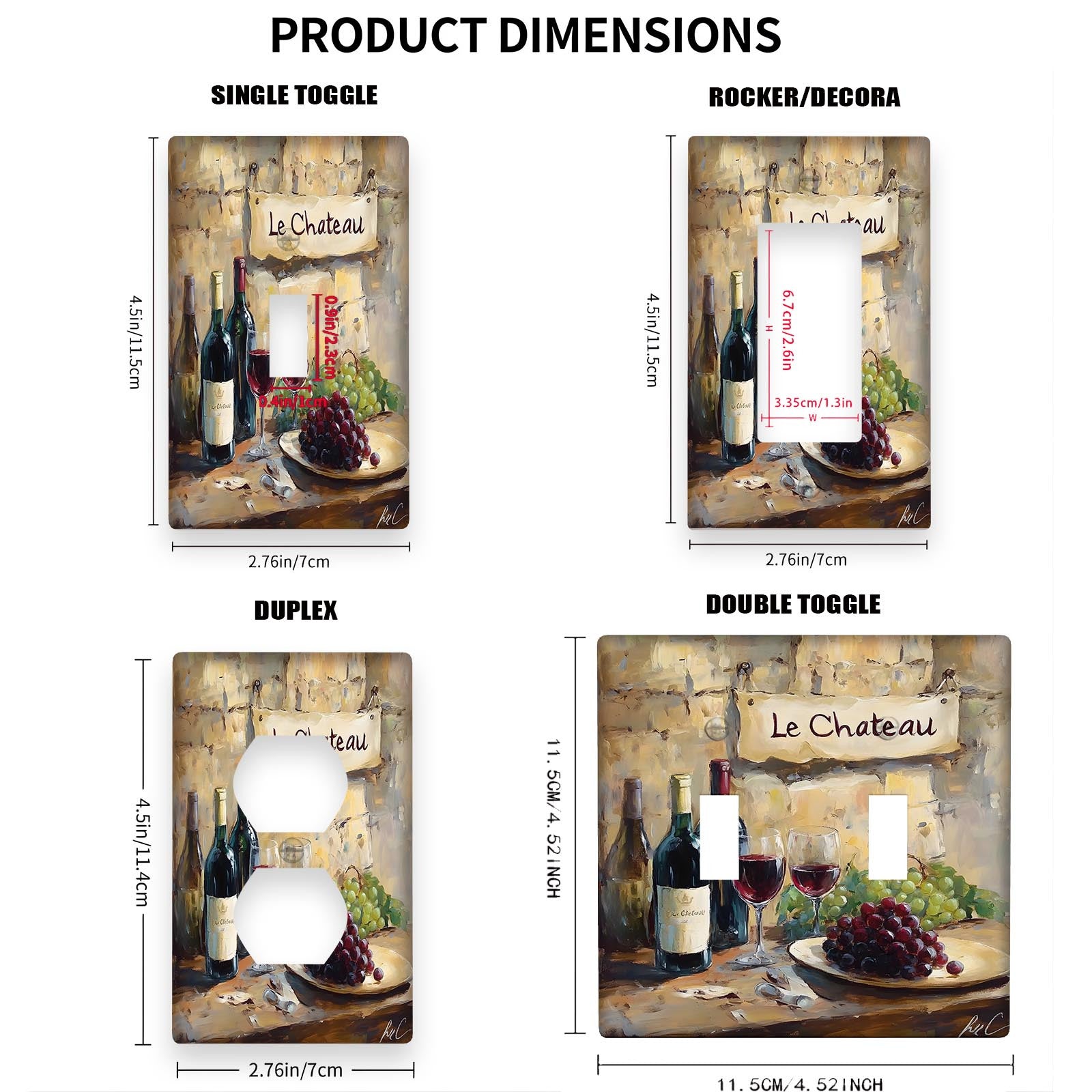 Placa decorativa de pared con diseño de vino y uvas para cocina, baño, dormitorio, sala de estar