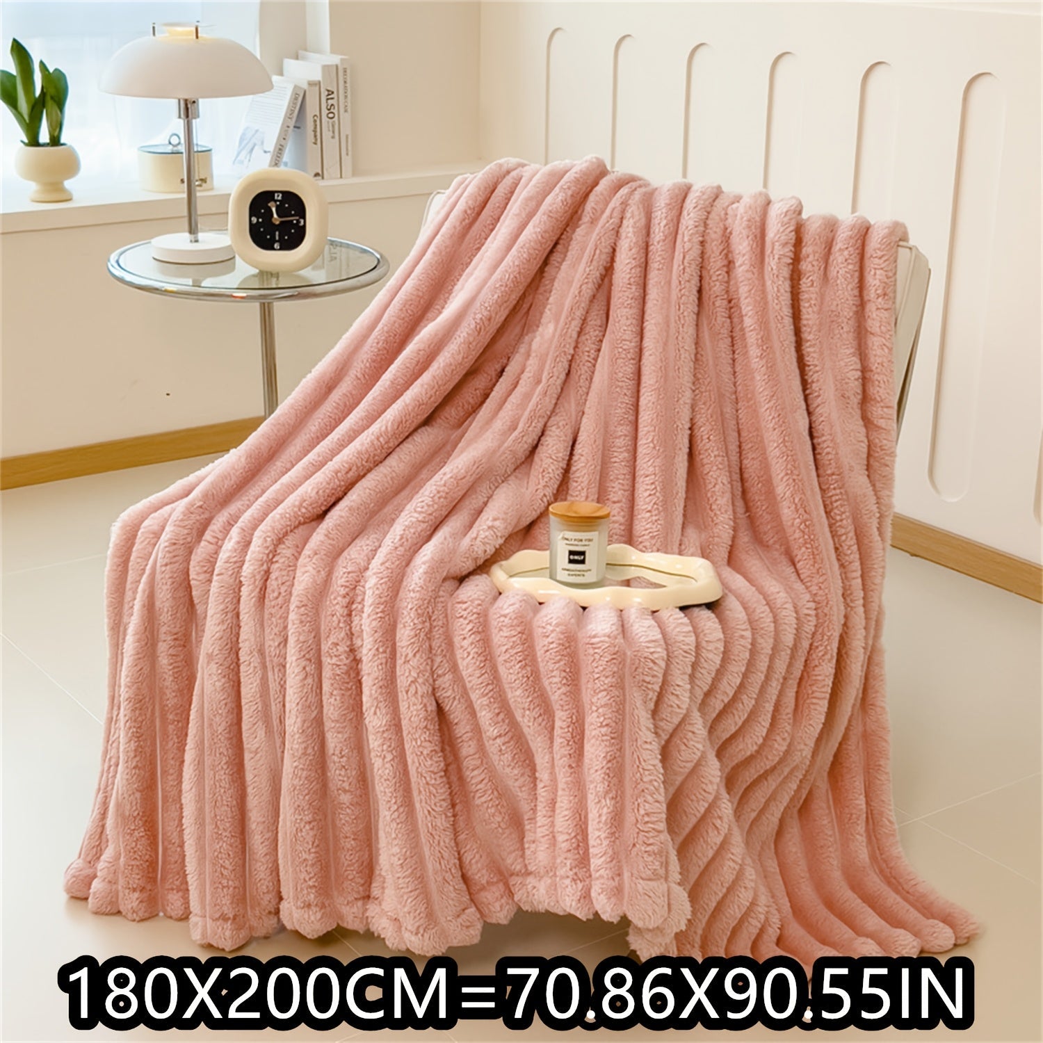 Soft Plush Faux Rabbit Blanket Cozy Warm Stylish for Home and Travel