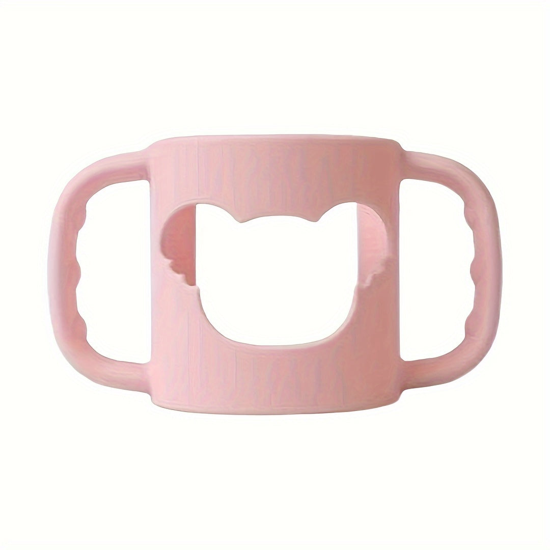 Asa de biberón para bebé de silicona con patrón de dibujos animados y funda suave para un agarre fácil