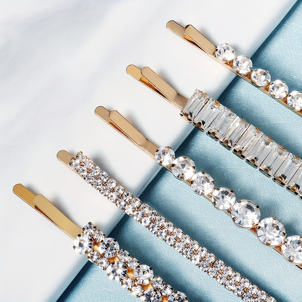 Set of 5 Crystal Hair Clips Rhinestone Bobby Pins Bangs Side Clips for Women
