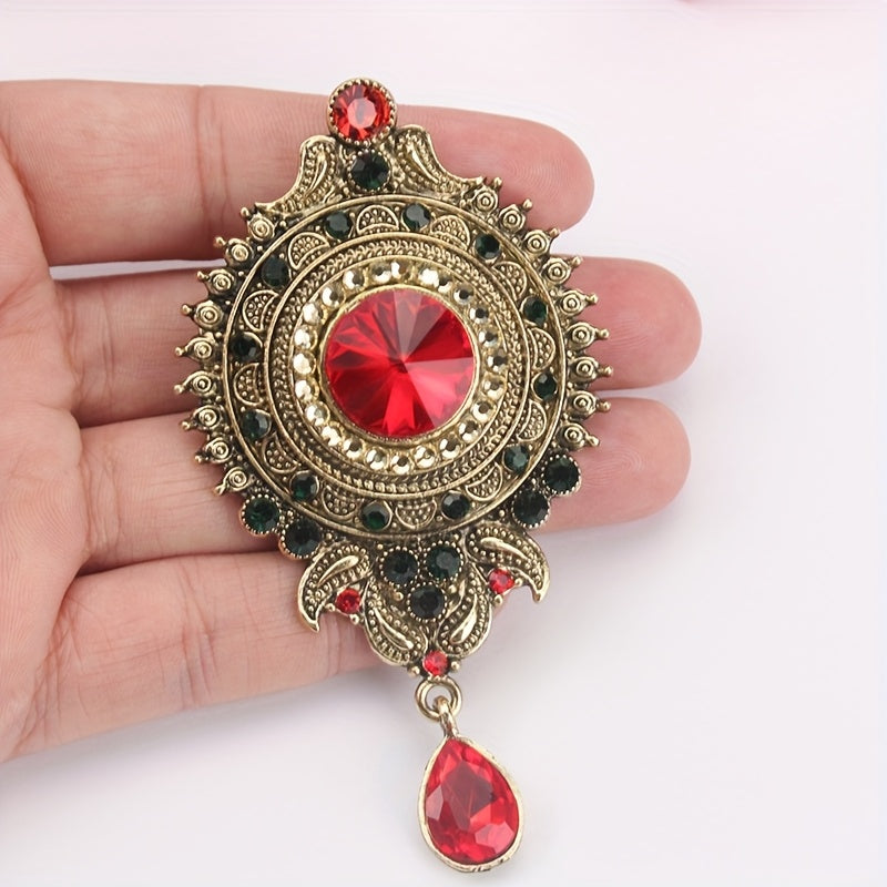Бохемский брошь-значок из сплава с кристаллами и искусственными жемчужинами для платьев и шарфов