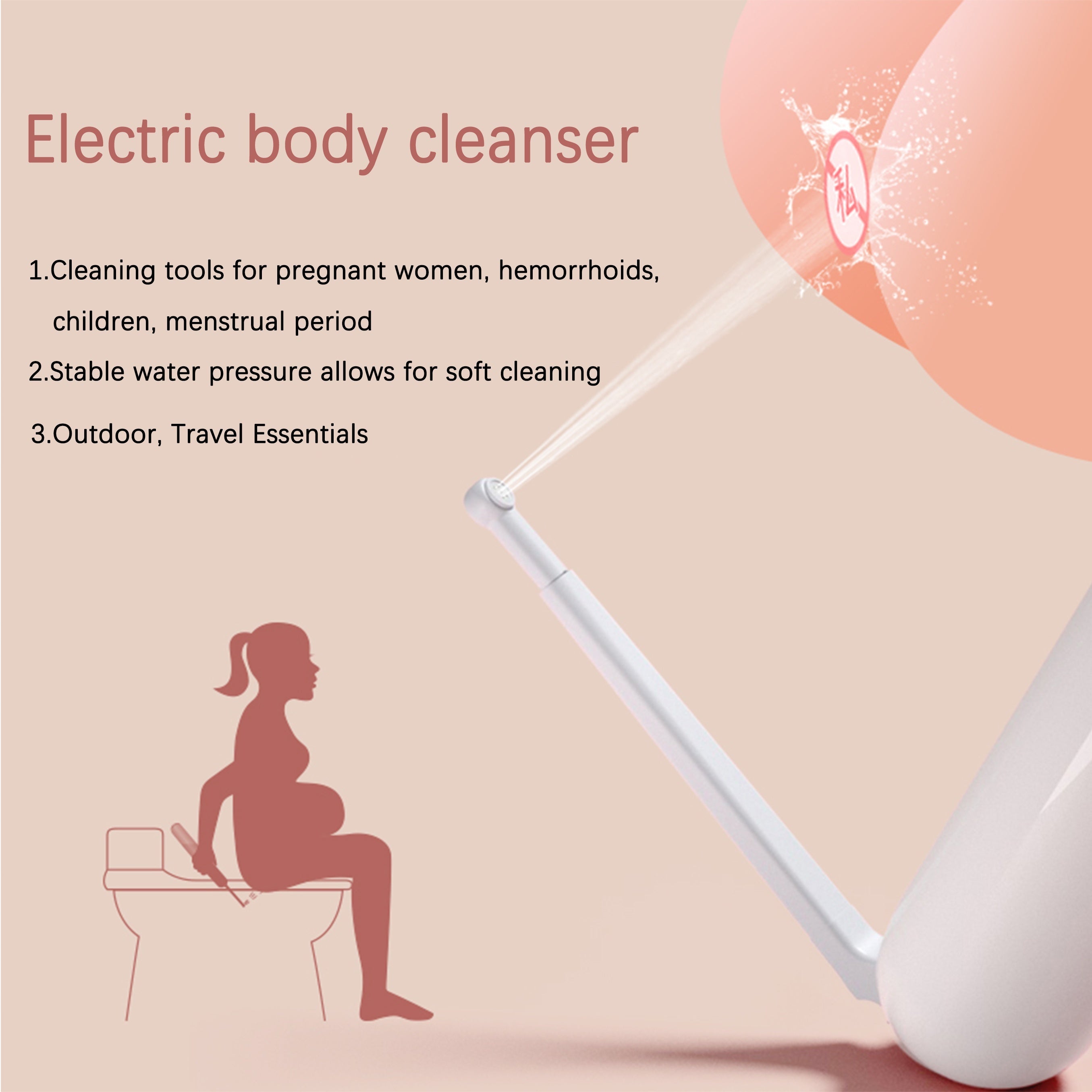 Portable Handheld Electric Bidet for Outdoor Travel with 180° Adjustable Nozzle