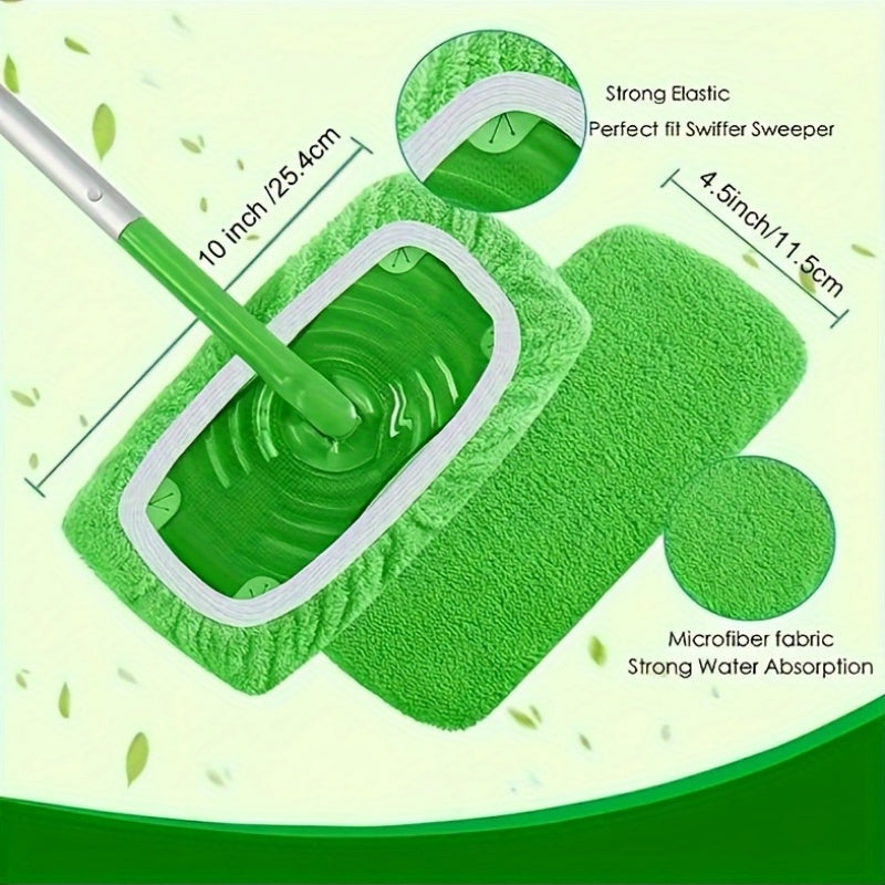 Set of 3 Reusable Microfiber Mop Pads for Swiffer Sweeper Wet Dry Cleaning