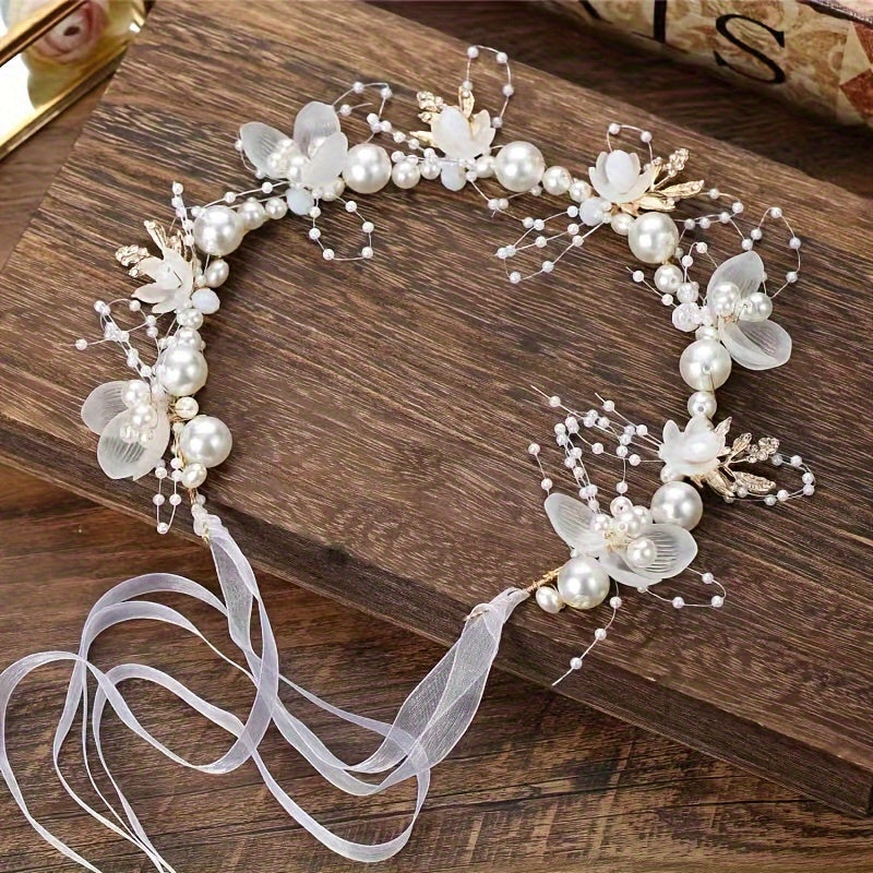 Faux Pearl and Floral Hair Accessory for Women and Girls Wedding Bridal Bridal Headpiece