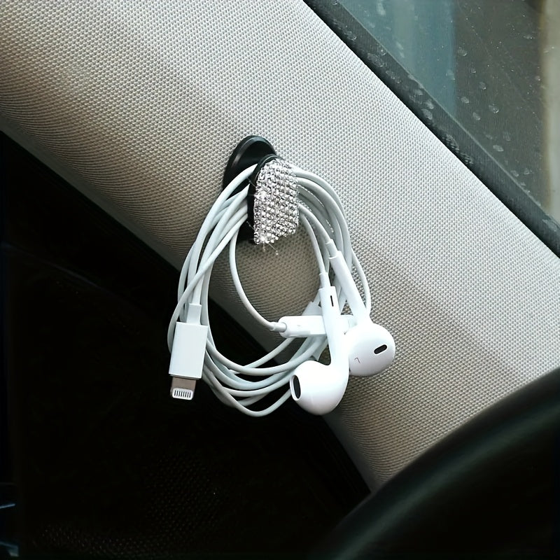 Unisex Rhinestone Car Hooks Decor with Sparkling Jewelry Style