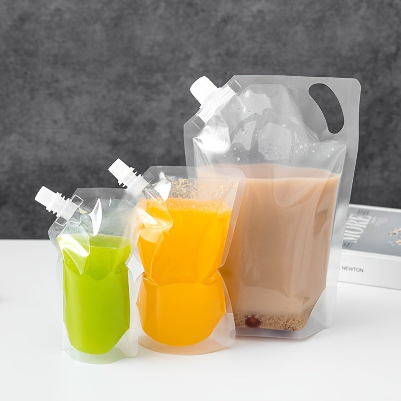 50pcs Disposable Beverage Bags for Milk Tea Juice with Self-Standing Suction Mouth