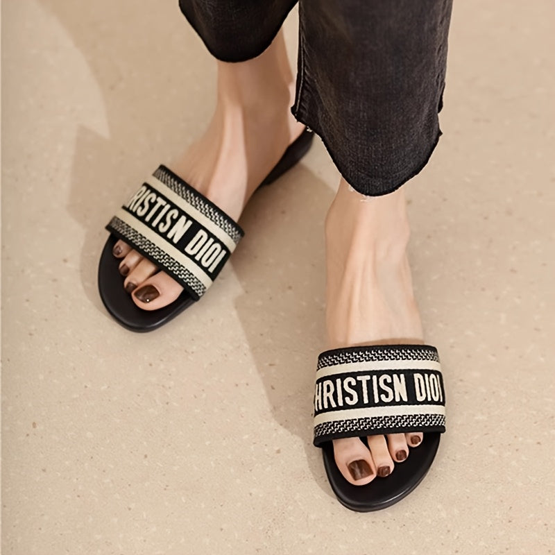 Women's Casual Open-Toe Slide Sandals With Ankle Strap and Rubber Sole