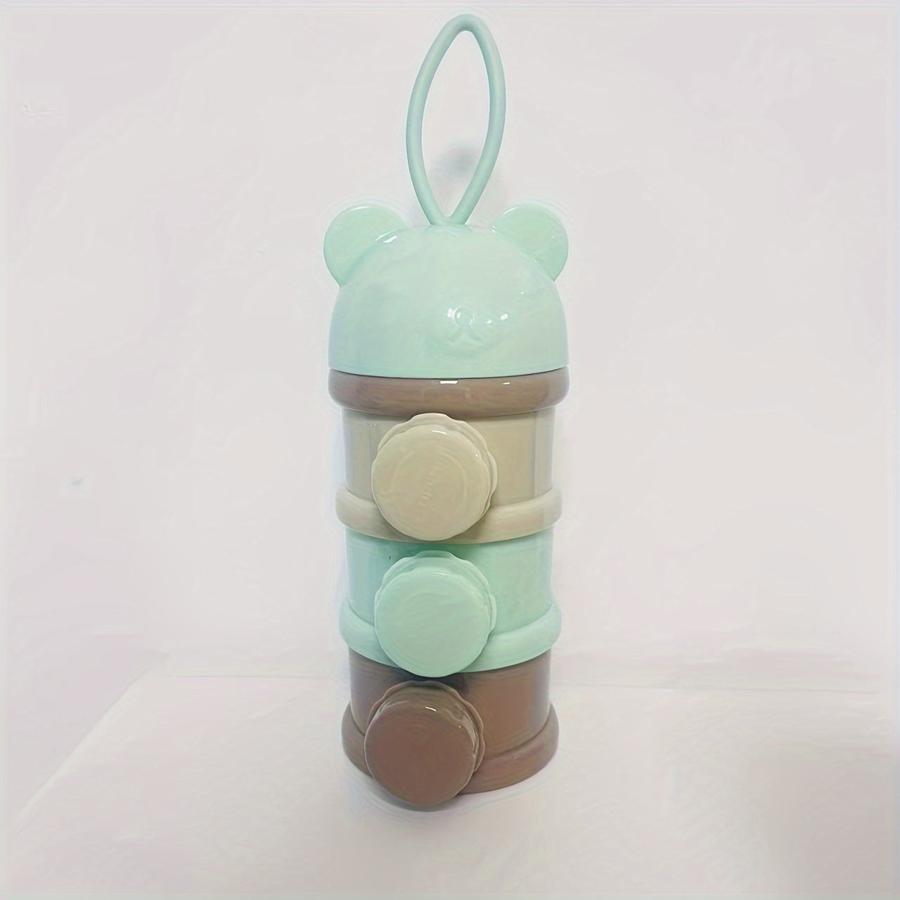 Caja de almacenamiento para snacks con diseño de oso de dibujos animados, de cuatro capas, reutilizable