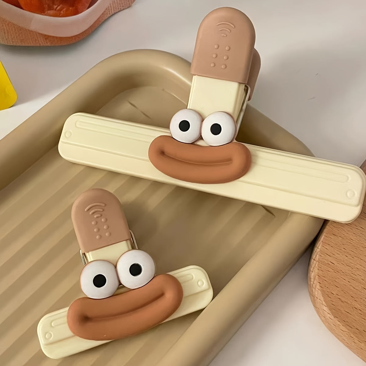 Juego de 2 pinzas para bolsas de comida grandes y pequeñas, clips de plástico y metal para sellar en la cocina