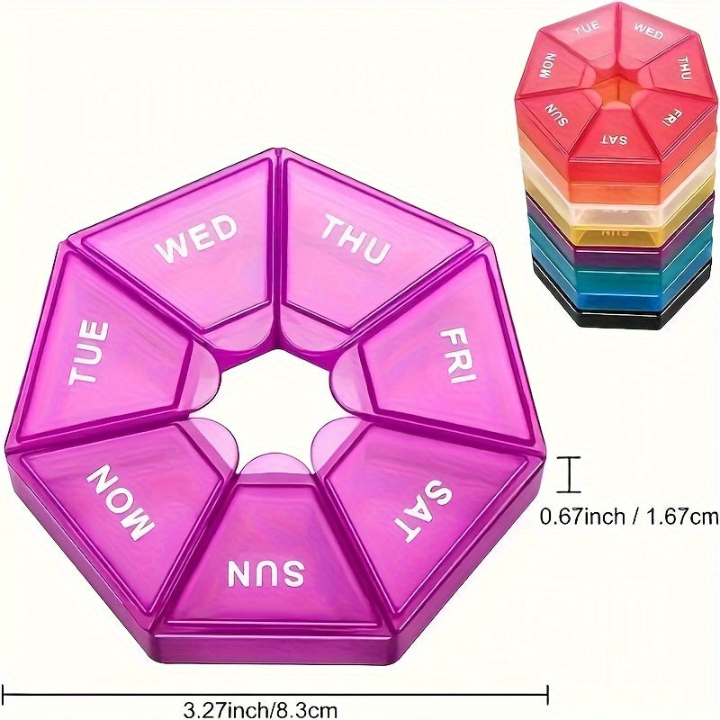 Multicolor Portable 7-Grid Pill Organizer Contraceptive Storage Box