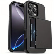 Hard Phone Case with Card Slot for iPhone 14-16 Pro Max