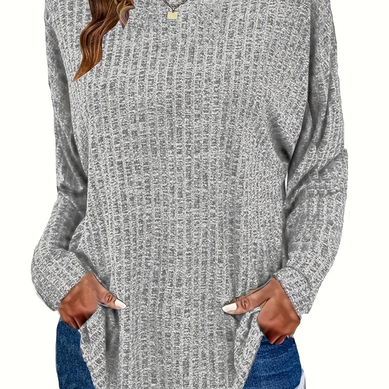 Plus Size Women's Cozy Long Sleeve Pullover Sweater Fall Winter Layering