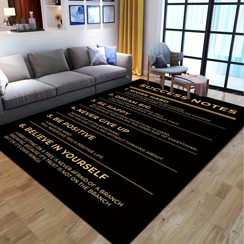 Motivational Area Rug Durable Polyester Indoor Carpet for Living Room and Entryway