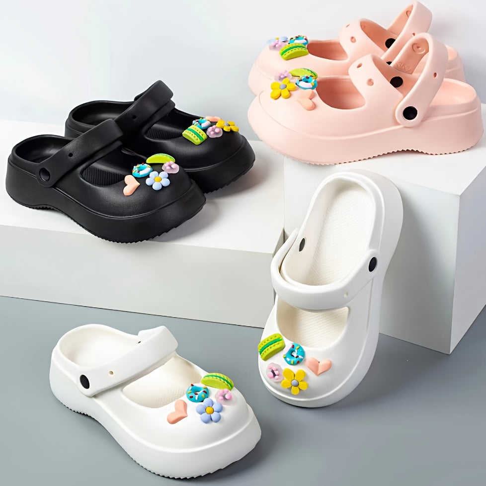 Women's EVA Slippers Summer Beach Shoes with Rotatable Back Strap, Anti-Slip Durable Sole