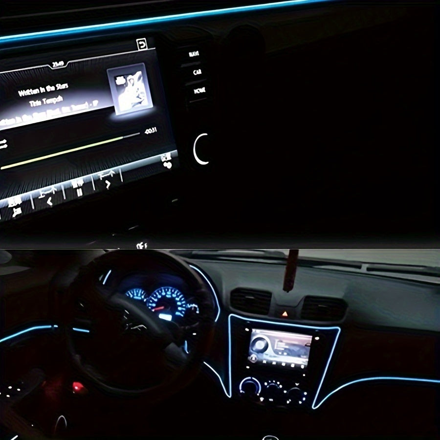 Tira de luces LED para interior de coche universal azul USB luz de acento fresca