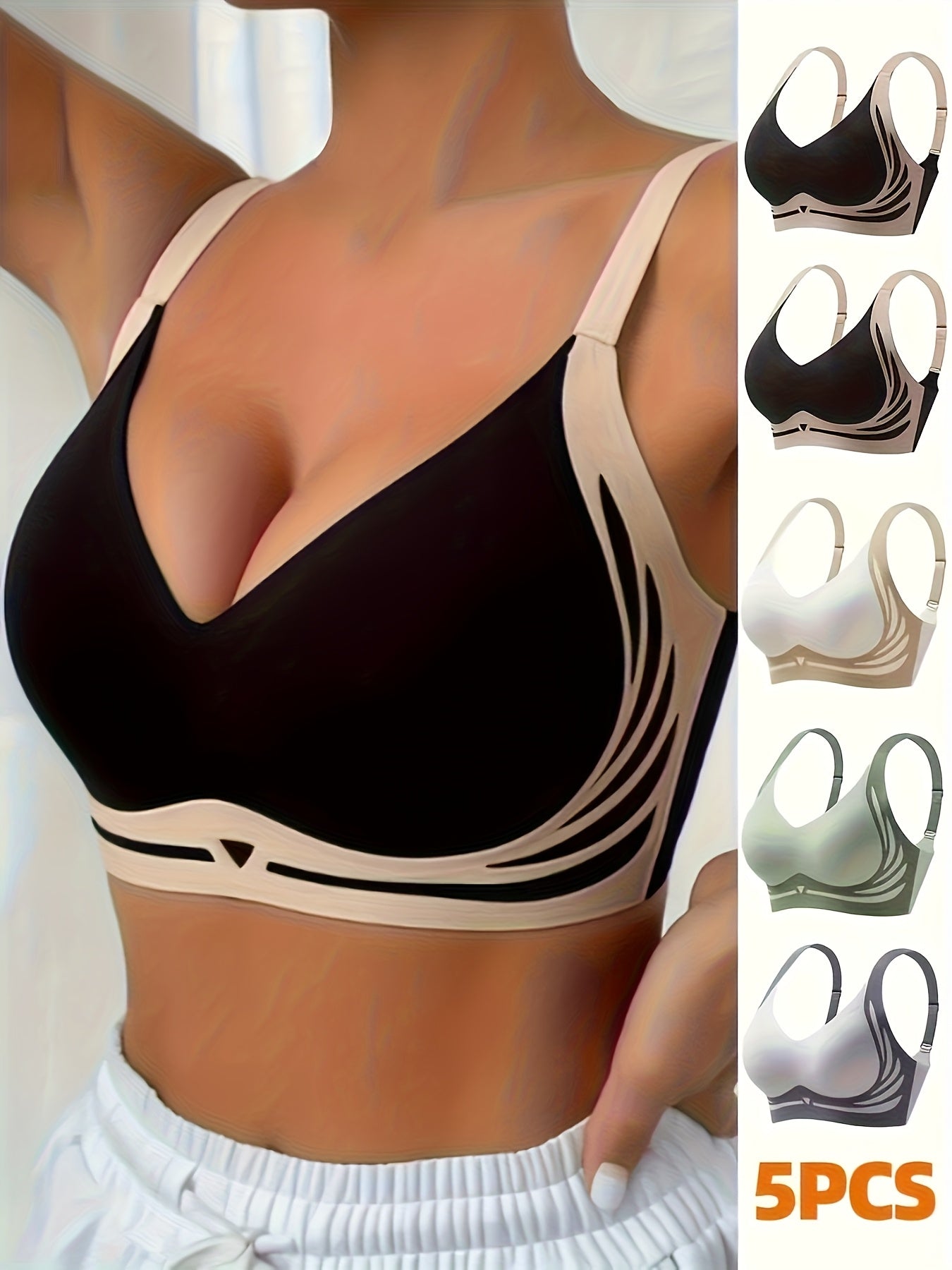 Women's Seamless Sports Bras Pack Removable Pads Breathable Workout Support