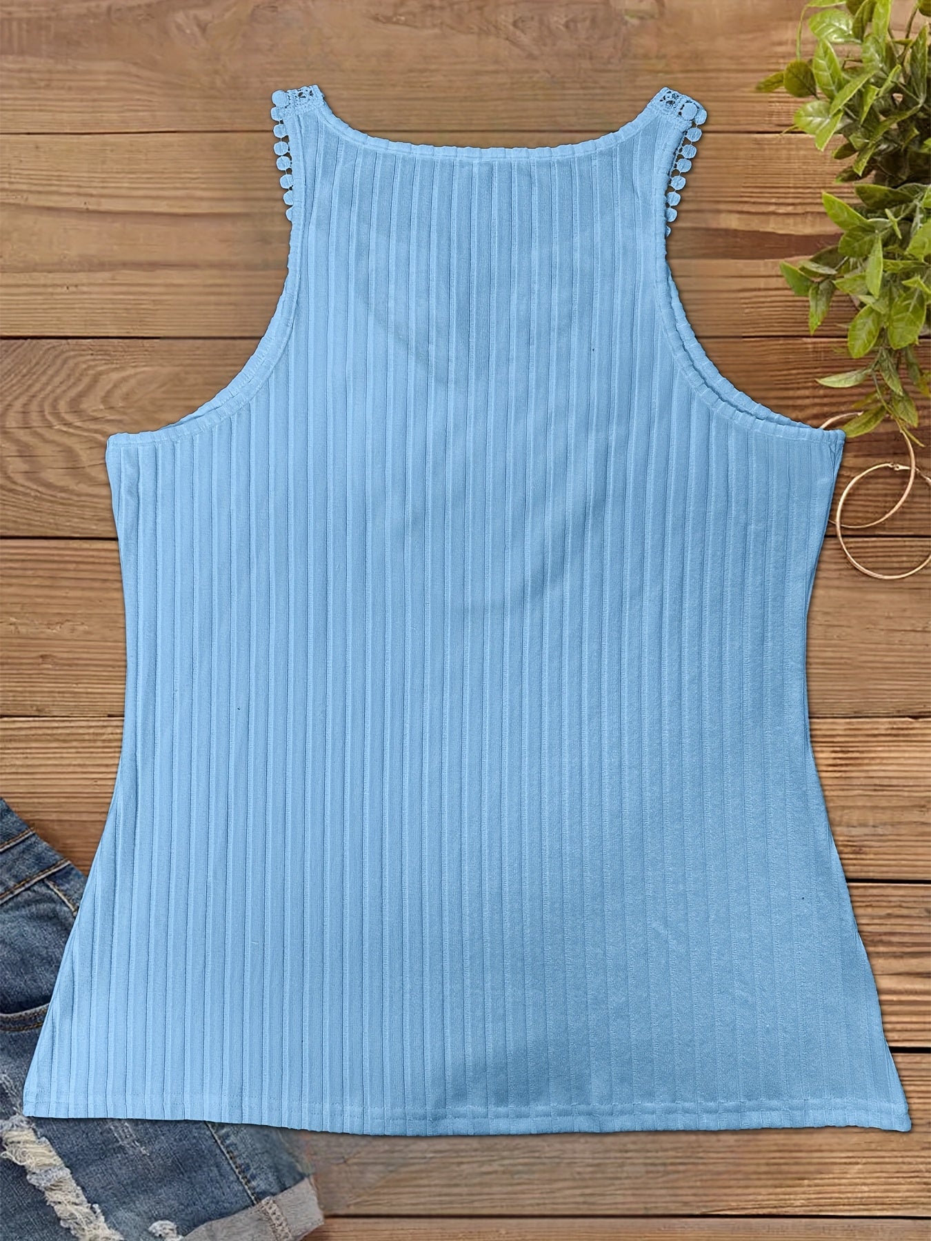 Женская блузка без рукавов с кружевной отделкой и V-образным вырезом, размер плюс, тёмно-синий