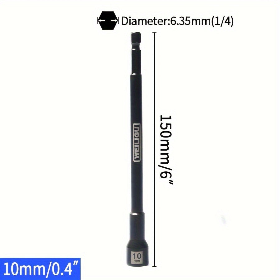 Magnetic Socket Set Black Chrome Vanadium Steel 150mm Extension