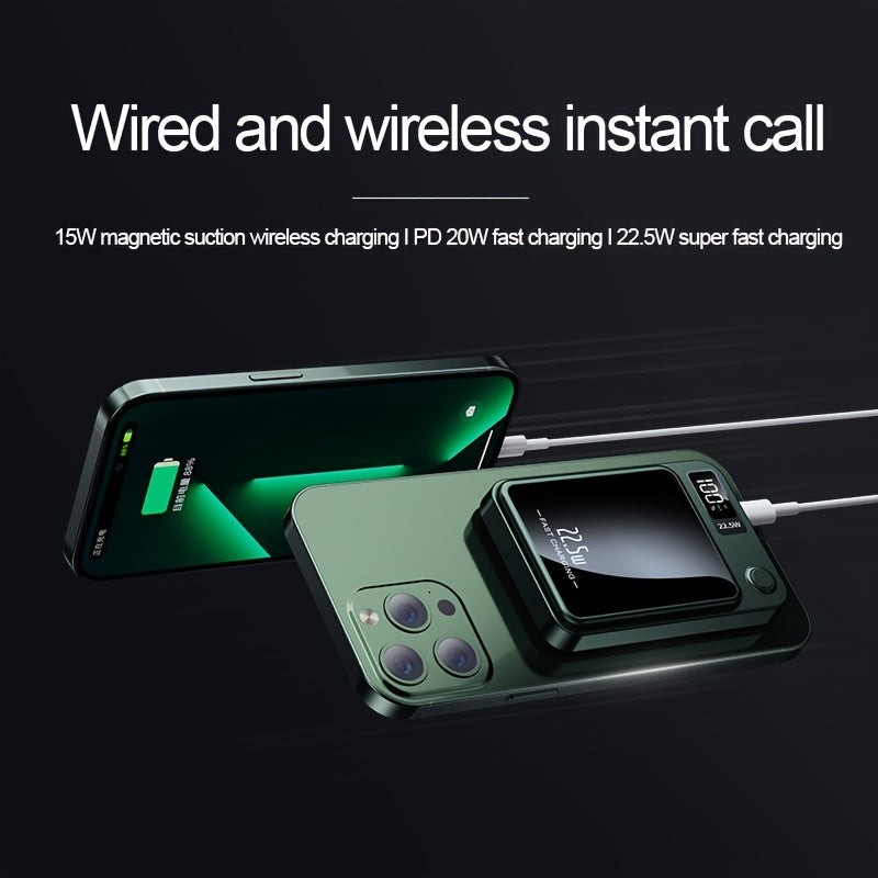 Banco de energía inalámbrico de 10000mAh con carga rápida 22.5W PD20W Pantalla LED para iPhone y Android
