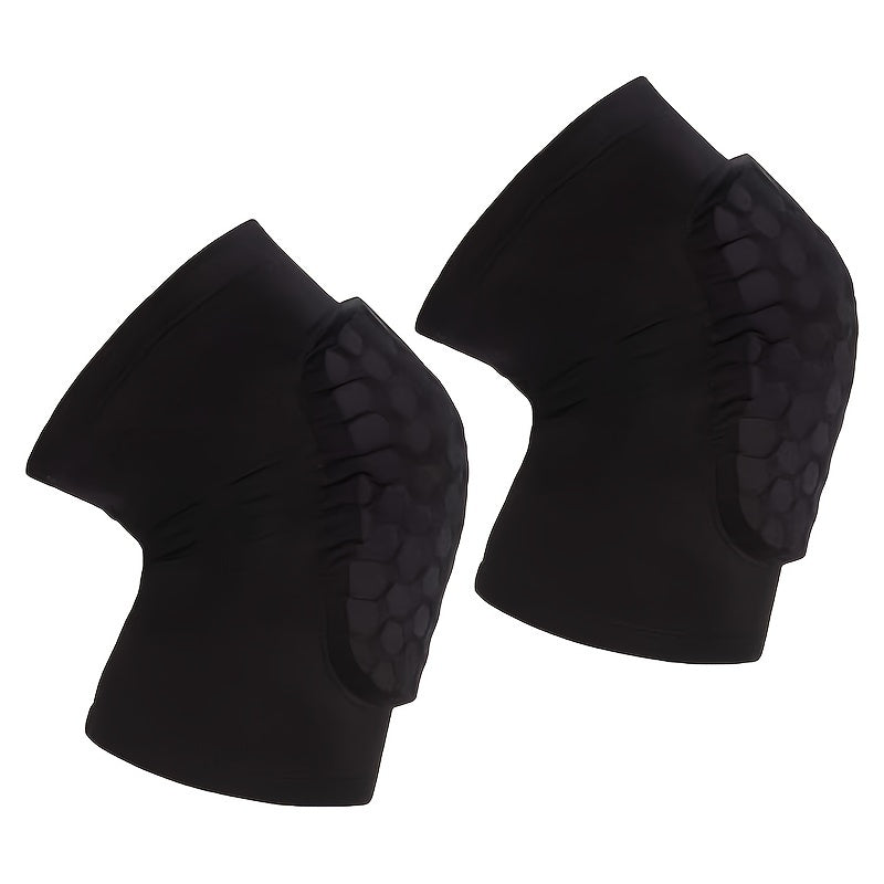 Polyester Honeycomb Foam Knee Pads with Elastic Compression Sleeves and Non-Slip Rubber Bands for Sports Support