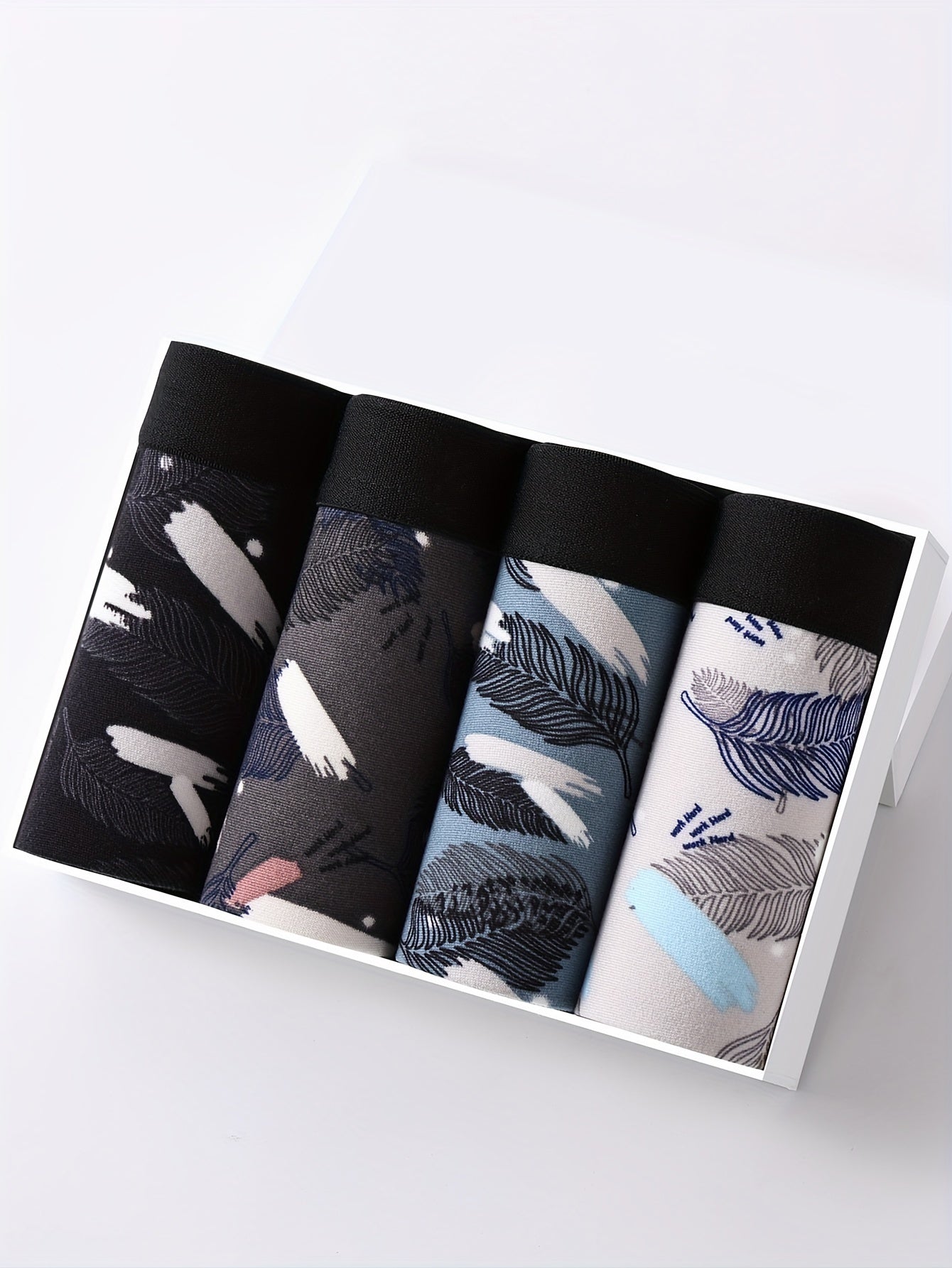 10-Piece Men's Printed Flat Angle Underwear Set Breathable Polyester Spandex