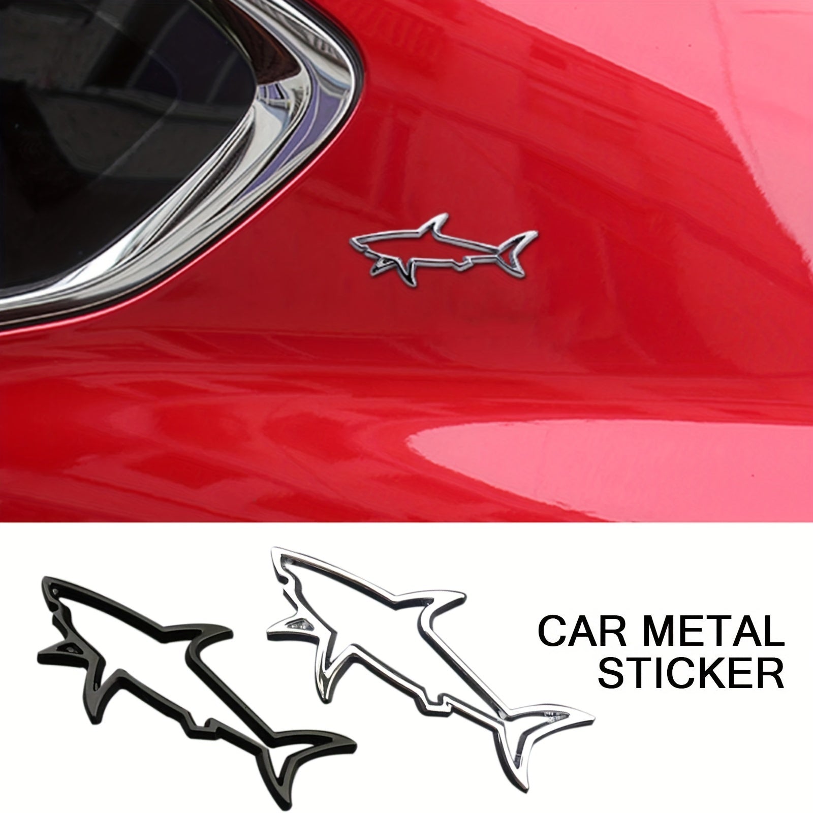 Hollow Metal Shark Car Badge Decal Decoration for Trunk Motorcycle Accessories