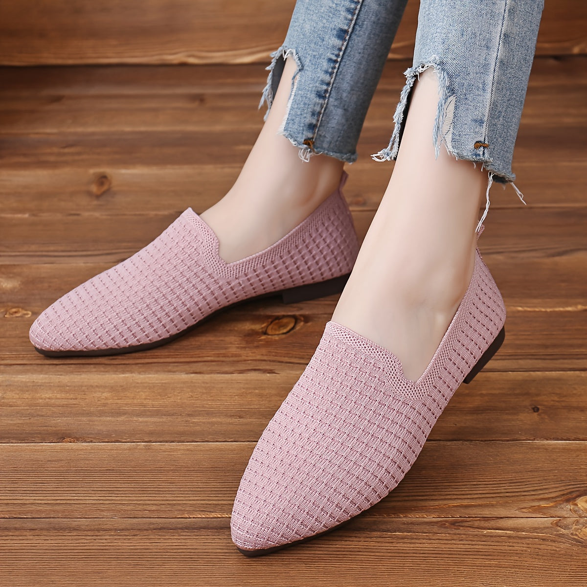 Women’s Breathable Fabric Flat Shoes Casual Pointed Toe Loafers