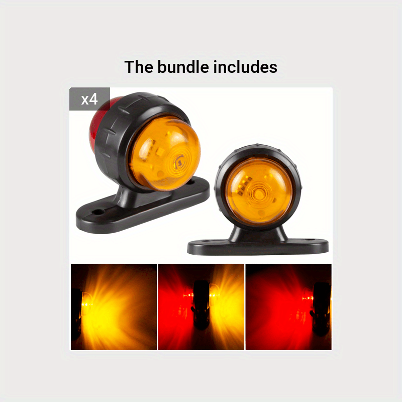 2Pcs Universal 12-24V Side Indicator Lamps Double Side Lighting Bulb for Truck