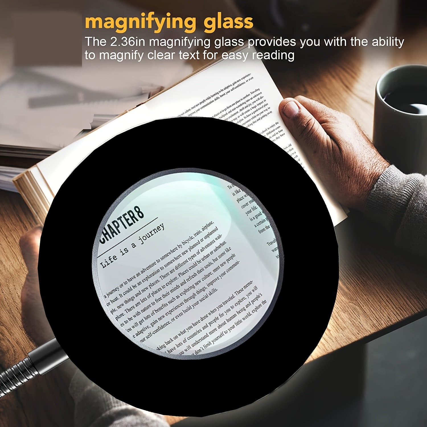 LED chiroqlar bilan stol chiroqi, ko'zlarni himoya qilish, klip bilan yopish, o'qish va go'zallik vazifalari uchun kattalashtiruvchi shisha