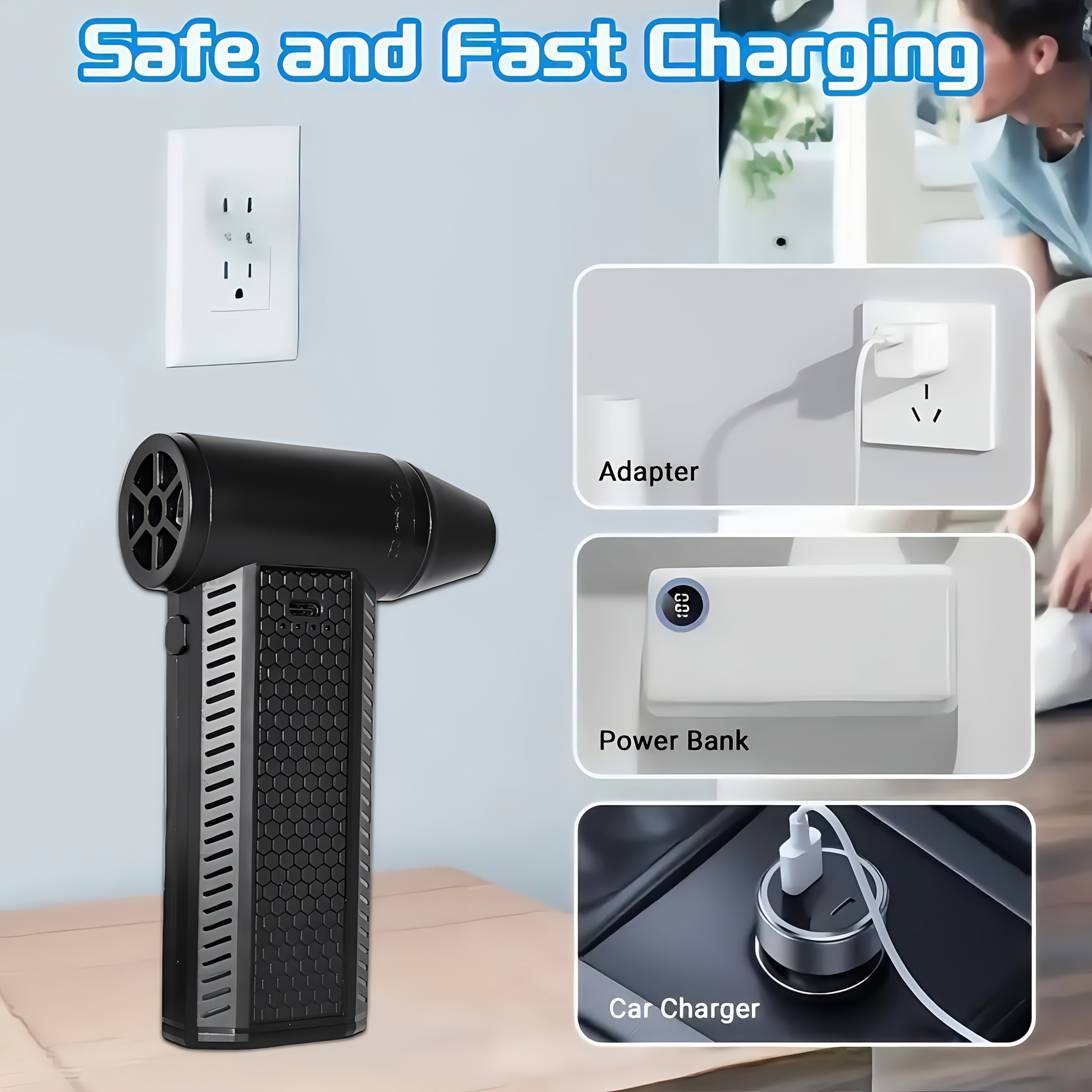 High-Speed Handheld Fan 130,000 RPM Rechargeable 8000mAh for Camping Indoor