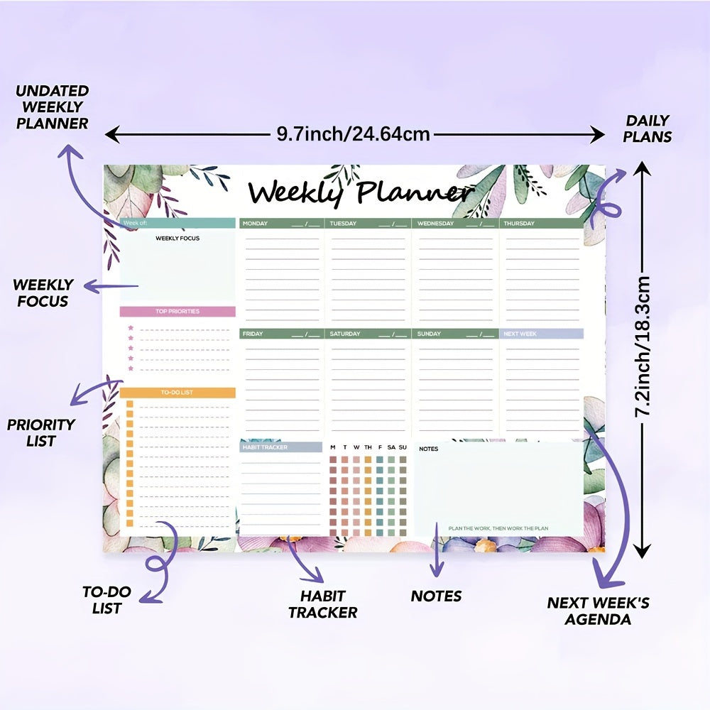 Adult Weekly Planner with 52 Tear-Off Sheets Calendar Organizer
