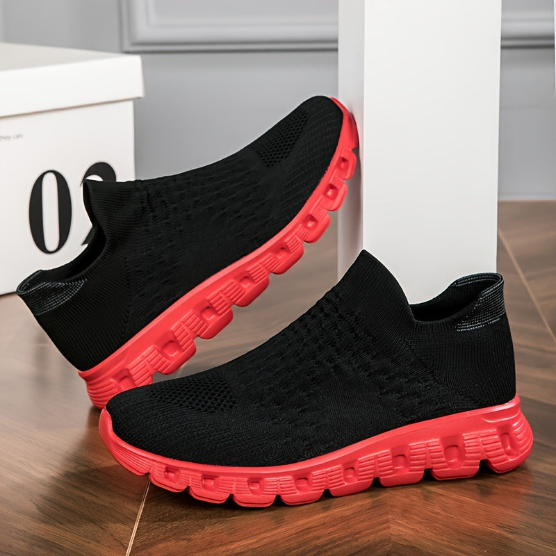 Men's Slip-On Sock Shoes Breathable Knit Non-Slip Soft Sole Casual Outdoor Sneakers