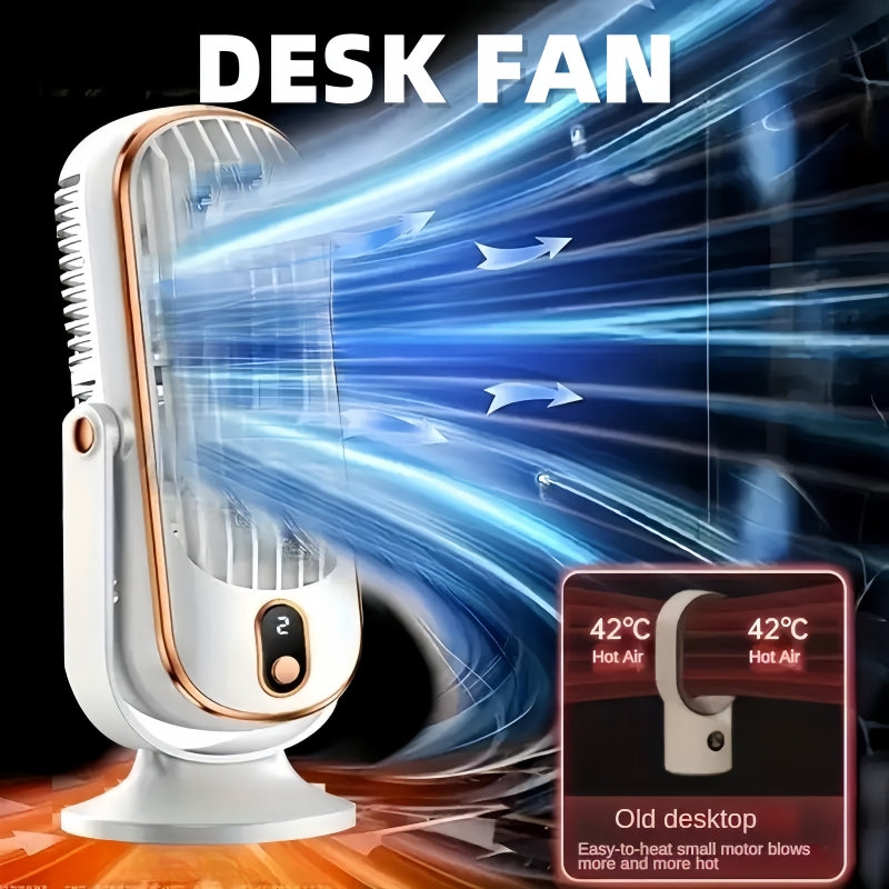 Portable USB Rechargeable Desk Fan with 5 Speeds Quiet Operation and 1200mAh Battery