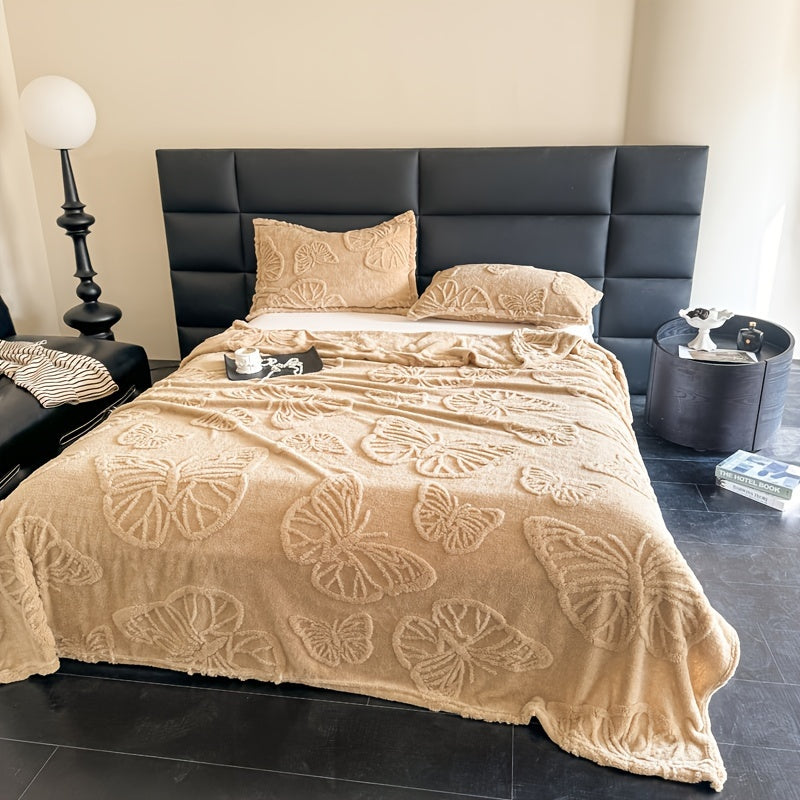 Manta de felpa de doble cara de color sólido con jacquard de franela para siestas