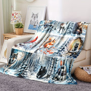 Digital Print Christmas Animal Theme Flannel Blanket Cozy Soft Lightweight for Sofa Bed Camping
