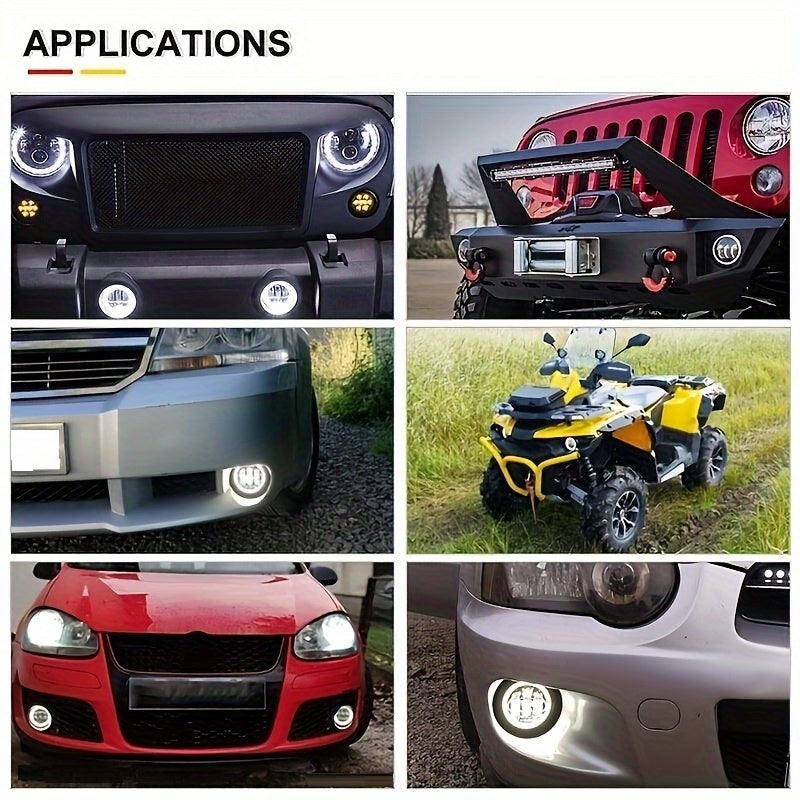 Jeep Wrangler uchun 2x 10.16 cm LED duman chiroqlari, 12V 24V 60W 6000LM