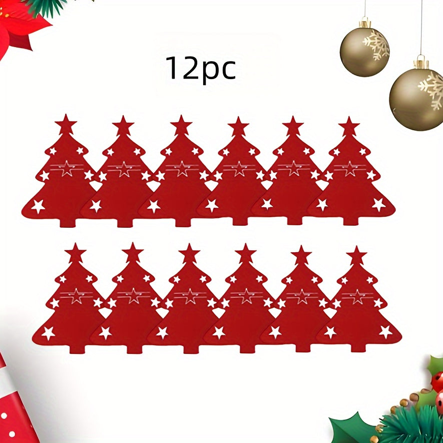 12-Piece Christmas Themed Cutlery Set with Matching Placemat and Table Decor